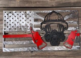 Fireman Flag made out of metal and welded together